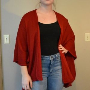 April Marin Red Shawl Poncho Sweater Wrap NWT